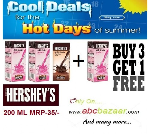 Buy 3+1 Hersheys Milk Shake 3x200 ml Mrp-35/- Get 1Free
